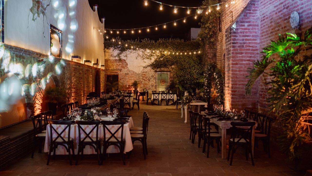 Evening outdoor event with lights